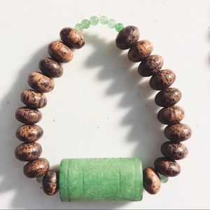 Aventurine & Wood Mens Bracelet